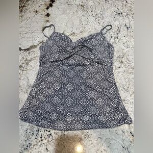 Merona Grey and White Patterned Swim Top